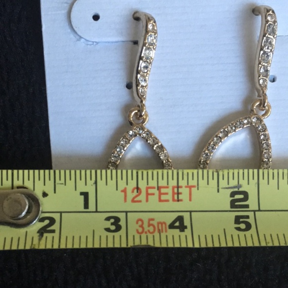 Gold Tone CZ Rhinestone Formal Wear Earrings - Picture 3 of 6